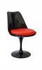 Cadeira de Jantar Saarinen sem Brao | ABS Estofado Alumnio - Preta-Vermelha