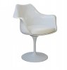 Cadeira de Jantar Saarinen com Brao | ABS Estofado Alumnio - Branca-Branca