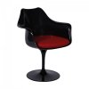 Cadeira de Jantar Saarinen com Brao | ABS Estofado Alumnio - Preta/Vermelha