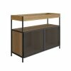 Balco Buffet Bar 100cm 2 Portas York - Trama Ao Expandido Industrial Artesano | Hanover/Preto