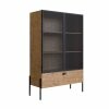 Cristaleira 2 Portas 1 Gaveta 93cm York - Trama Ao Expandido Industrial  Artesano | Vermont/Preto