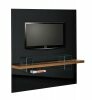Estante Home Theater Tenerife 160cm | Laca Preto Brilhante Laminado Imbuia Natural