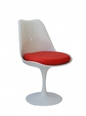 Cadeira de Jantar Saarinen sem Brao | ABS Estofado Alumnio - Branca-Vermelha