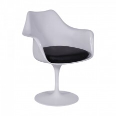 Cadeira de Jantar Saarinen com Brao | ABS Estofado Alumnio - Branca-Preta