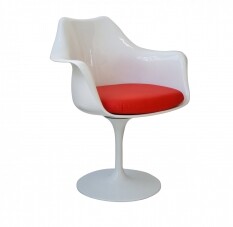 Cadeira de Jantar Saarinen com Brao | ABS Estofado Alumnio - Branca-Vermelha