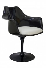 Cadeira de Jantar Saarinen com Brao | ABS Estofado Alumnio - Preta-Branca
