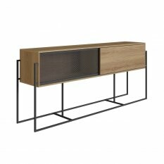 Balco Buffet 2 Portas 188cm York - Trama Ao Expandido Industrial Artesano | Hanover/Preto