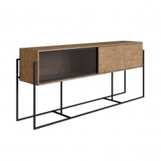 Balco Buffet 2 Portas 188cm York - Trama Ao Expandido Industrial Artesano | Vermont/Preto