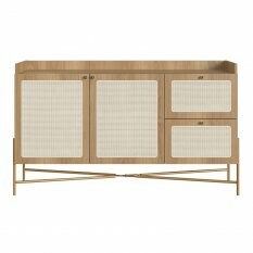 Balco Buffet 2 Portas 2 Gavetas 139cm Palhinha P Metal Oslo Artesano | Hanover/Dourado