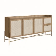Balco Buffet 3 Portas 2 Gavetas Palhinha P Metal Oslo Artesano | Hanover/Dourado