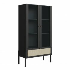 Cristaleira 2 Portas Vidro 1 Gaveta 83cm Palhinha P Madeira Oslo Artesano | Nero