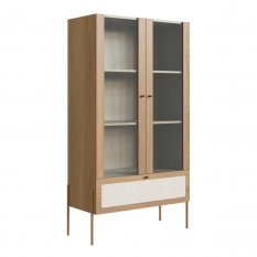 Cristaleira 2 Portas Vidro 1 Gaveta 83cm Palhinha P Metal Oslo Artesano | Hanover/Dourado