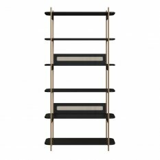 Estante 180 cm 6 Prateleiras Palhinha P Metal Oslo Artesano | Nero/Dourado