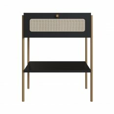Mesa de Cabeceira 1 Gaveta Palhinha P Metal Oslo Artesano | Nero/Dourado