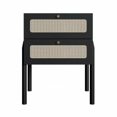 Mesa de Cabeceira 2 Gavetas Palhinha P Madeira Oslo Artesano | Nero