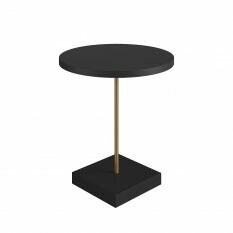 Mesa Lateral Redonda 45cm Industrial Artesano | Nero/Dourado