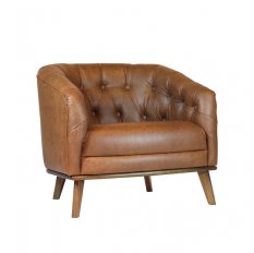 Poltrona Classic Wood | Capitone Marrom Claro